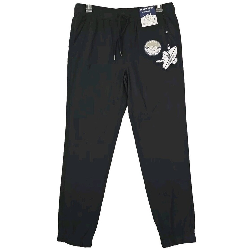 Beach Bros ~Men's Size L~ Black The Jogger Khaki Pants Comfort NWT.